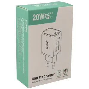 Cargador de pared USB-C 20W con Power Delivery (PD), Blanco — imagen 2