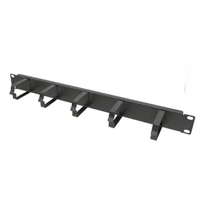 Organizador horizontal de cables de acero con 5 anillos en forma D, 1U, una cara, para 19" — imagen 1