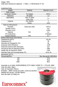 Bobina CCTV - 1 x Video + 2x0.50mm 100m - CU (BC) — imagen 2