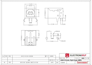 USB tipo B Hembra, para placa, 90º — imagen 2