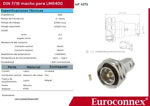 DIN 7/16 Macho Clamp para Cable LMR400 — imagen 2