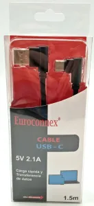 USB A Macho a USB C macho, 1.5m Conectores Acodados — imagen 2
