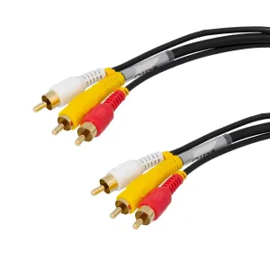3xRCA MACHO - 3xRCA MACHO, CONECTORES DORADOS, 1.5m — imagen 1