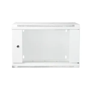 19" Armario rack 6U, Ancho:570mm, Fondo:450mm, Puerta Cristal con perforado hexágono, blanco — imagen 1