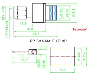 RG213 / LMR400, R/P SMA MACHO CRIMPAR — imagen 2