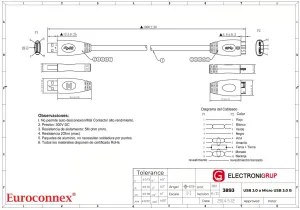USB 3.0 MACHO A MICRO USB B MACHO, 0.9m — imagen 2
