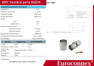 RG-214, BNC Hembra crimpar — imagen 2