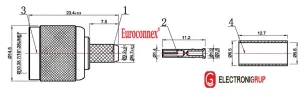 RG223, R/P TNC Macho Crimpar, PTFE — imagen 2