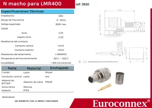 LMR400, N Macho Crimpar, PTFE — imagen 2