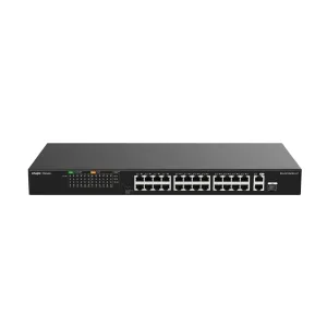 Reyee Switch PoE Enracable - 24 Puertos RJ45 + 1 Uplink RJ45 + 1 SFP Combo - 24 Puertos 10/100Mbps + 2 Puertos 10/100/1000Mbp - 24 Puertos PoE+ 802.3af/at | Potencia total 180W - Aislado de Puertos / Flow Control - Plug and Play — imagen 4