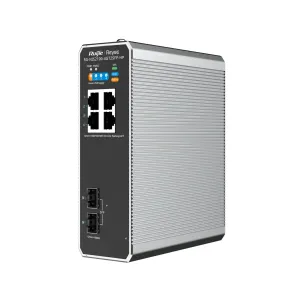 Reyee Switch Industrial PoE Cloud Capa 2 - 4 puertos RJ45 Gigabit + 2 puertos SFP - 3 PoE+ + 1 Puertos Hi-PoE - Montaje en carril DIN — imagen 1