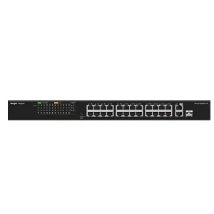 Reyee Switch PoE Enracable - 24 Puertos RJ45 + 1 Uplink RJ45 + 1 SFP Combo - 24 Puertos 10/100Mbps + 2 Puertos 10/100/1000Mbp - 24 Puertos PoE+ 802.3af/at | Potencia total 180W - Aislado de Puertos / Flow Control - Plug and Play — imagen 1