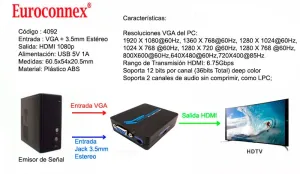 Conversor VGA + Audio 3.5mm estéreo a HDMI — imagen 2