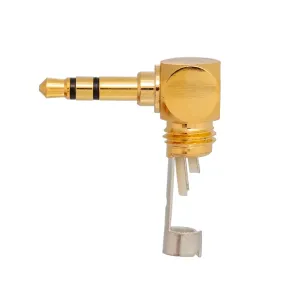 Conector Jack 3.5mm 3cont. dorado acodado  - manguito negro — imagen 2
