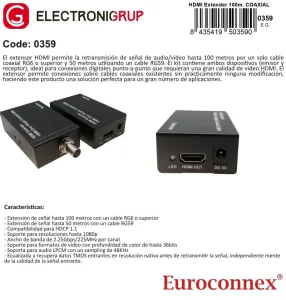 Extensor HDMI por Coaxial 100m 1080p Full-HD — imagen 2