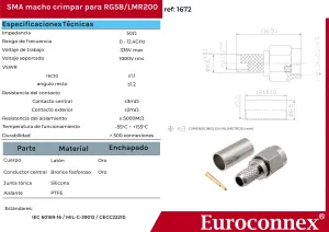 RG58 / LMR200,  SMA Macho Crimpar — imagen 2