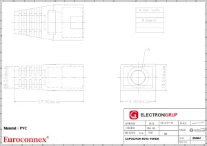 Capuchón protector para conector RJ45 para cable de Ø6mm, Verde — imagen 2
