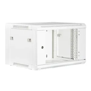 19" Armario rack 6U, Ancho:570mm, Fondo:450mm, Puerta Cristal con perforado hexágono, blanco — imagen 2