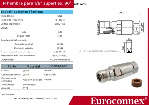 N Hembra Soldar para 1/2" Superflexible Cable — imagen 2
