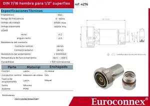DIN 7/16 Hembra Clamp para 1/2" Cable Superflexible — imagen 2
