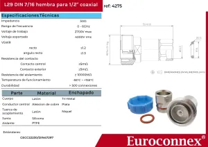 DIN 7/16 Hembra Clamp para Cable 1/2" Coarrugado — imagen 2