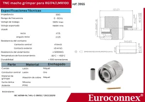 RG174/LMR100 TNC Macho Crimpar, PTFE — imagen 2