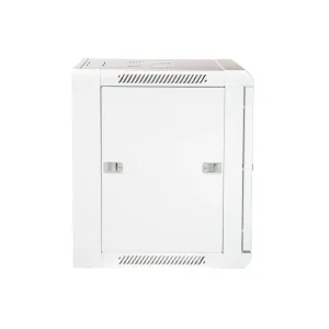 19" Armario Rack 9U, Fondo 450mm, Puerta de cristal con perforado hexágono, blanco — imagen 3