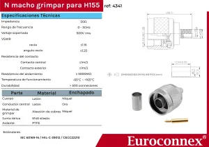 H155, N Macho Crimpar, PTFE — imagen 2