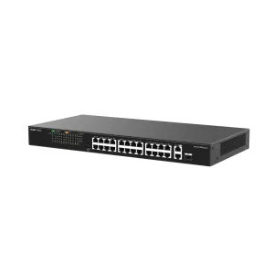 Reyee Switch PoE Enracable - 24 Puertos RJ45 + 1 Uplink RJ45 + 1 SFP Combo - 24 Puertos 10/100Mbps + 2 Puertos 10/100/1000Mbp - 24 Puertos PoE+ 802.3af/at | Potencia total 180W - Aislado de Puertos / Flow Control - Plug and Play — imagen 2