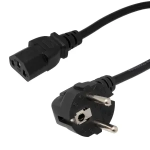 Cable de Alimentación Schuko Macho a IEC C13, Color Negro, 3 Metros — imagen 1