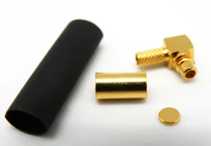 RG-174U, MMCX MACHO ACODADO, CRIMPAR, DORADO — imagen 1