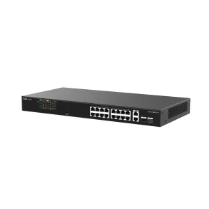Reyee Switch PoE Sobremesa - Carcasa Metal - Enracable - 16 Puertos RJ45 10/100 Mbps + 2 Uplink Gigabit - 16 Puertos PoE+ 802.3af/at | Potencia total 120W - Plug and Play - Tecnología ahorro de energía — imagen 3