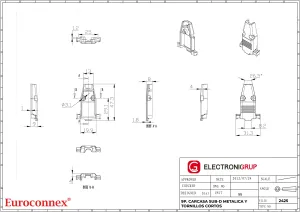 9P. CARCASA SUB-D METALICA Y TORNILLOS CORTOS — imagen 2