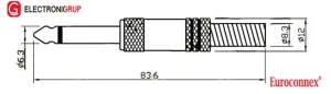 6.35mm MONO MACHO, LINEAS ROJAS — imagen 2