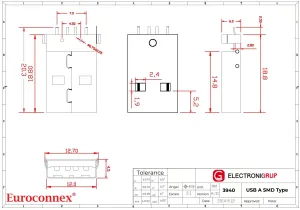 USB TIPO A MACHO (SMD), Recto — imagen 2