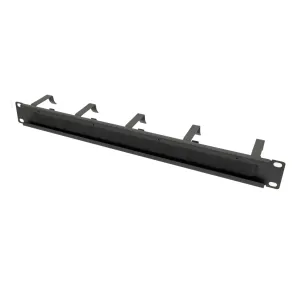 Organizador horizontal de cables de acero con cepillo y 5 anillos en forma D, 1U, una cara, para 19" — imagen 2