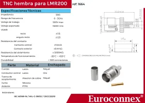 RG-58, TNC Hembra Crimpar, PTFE — imagen 2