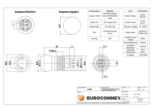 Seta de emergencia 28mm, acero inoxidable 22mm SPDT — imagen 2