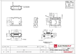 MICRO USB B DE 5P., PARA CIRCUITO IMPRESO — imagen 2