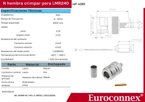 LMR240, N Hembra Crimpar, PTFE — imagen 2