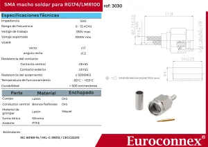 RG174 / LMR100, SMA Macho Crimpar — imagen 2