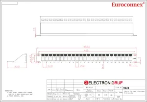 19" 1U Patch panel 24 puertos Cat.6 Vacío | Negro | Soporte desacoplable — imagen 2