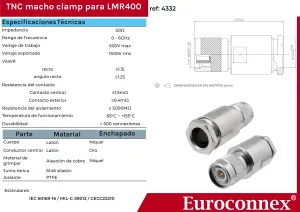 LMR400, TNC Macho Soldar, PTFE — imagen 2