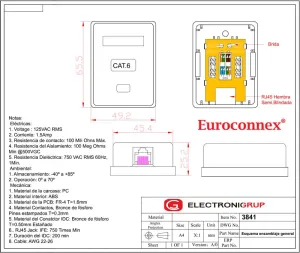 Cat.6 CAJA SUPERFICIE SEMI-BLINDADA, 1-SALIDA, RJ45, 50U" — imagen 2