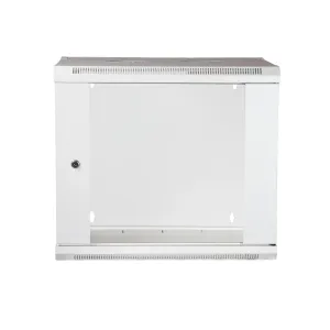 19" Armario Rack 9U, Fondo 450mm, Puerta de cristal con perforado hexágono, blanco — imagen 1