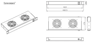 19" 1U Módulo de 2 ventiladores — imagen 2