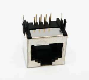 Base RJ45 STP 50U" (8P8C) para PCB, acodada — imagen 1