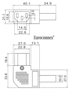 IEC C13 (Hembra) conector acodado — imagen 2