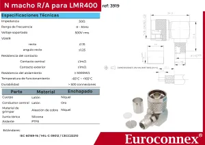 90º N MACHO CRIMPAR LMR400, PTFE — imagen 2