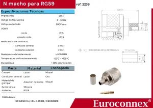 RG-59, N Macho Crimpar, PTFE — imagen 2